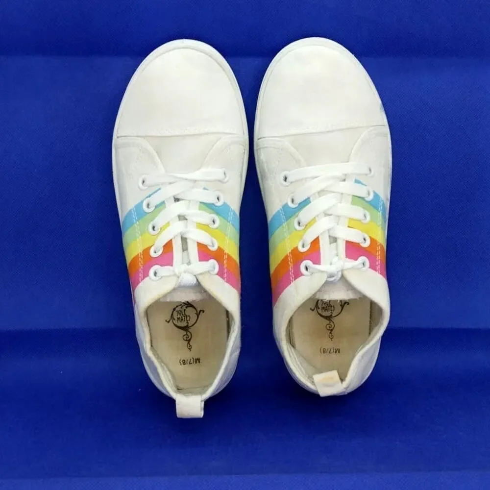 Sole Mates Women's Pre-owned Rainbow Striped Canvas Sneakers - sz. 7/8